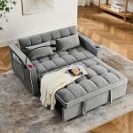 Compact 55" Convertible Velvet Futon Sofa Bed