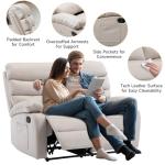 Beige Reclining Loveseat Sofa with Side Pockets