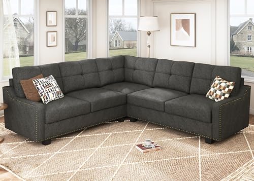 L-Shaped Convertible Sectional Sofa for Small Apartments, Gray