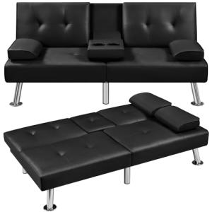 Yaheetech Adjustable Convertible Sofa Bed - Black