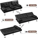Yaheetech Adjustable Convertible Sofa Bed - Black