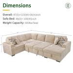 Beige U-Shaped Sleeper Sectional Sofa with Storage