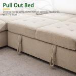 Beige U-Shaped Sleeper Sectional Sofa with Storage