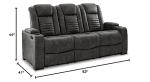 Gray Faux Leather Power Reclining Sofa with Tufting