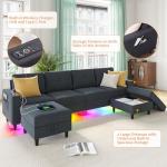 LED Modular Sectional Sofa with Storage Ottomans