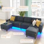 LED Modular Sectional Sofa with Storage Ottomans