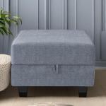 HONBAY Square Ottoman for Modular Sectional Sofa, Bluish Grey