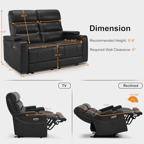 MCombo Electric Reclining Loveseat Sofa with USB Ports