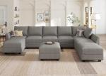Oversized Reversible U-Shaped Sectional Sofa in Grey