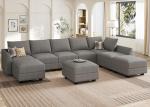 Oversized Reversible U-Shaped Sectional Sofa in Grey