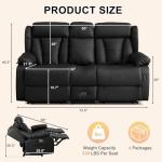 WISHDEER Black Loveseat Recliner with Console