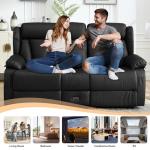 WISHDEER Black Loveseat Recliner with Console