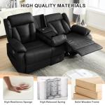 WISHDEER Black Loveseat Recliner with Console