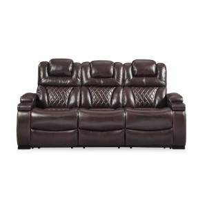Ashley Warnerton Brown Faux Leather Power Recliner Sofa