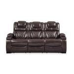 Ashley Warnerton Brown Faux Leather Power Recliner Sofa