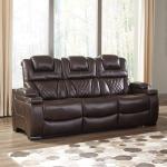 Ashley Warnerton Brown Faux Leather Power Recliner Sofa