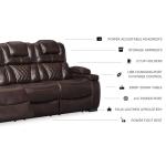 Ashley Warnerton Brown Faux Leather Power Recliner Sofa