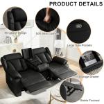 WISHDEER Black Loveseat Recliner with Console