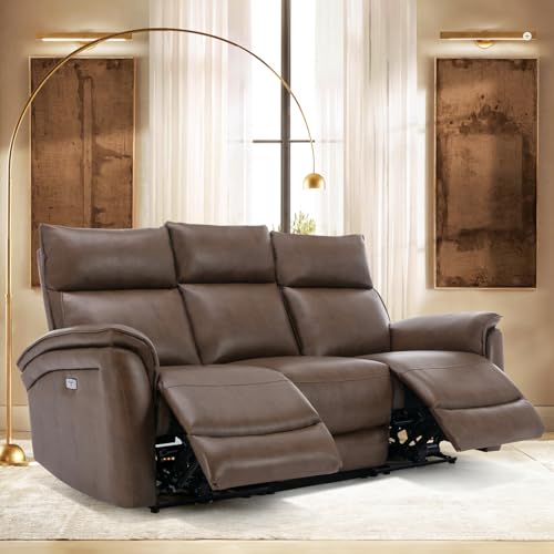 Power Reclining Sofa with USB Ports - Dark Brown
