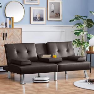 Yaheetech Modern Convertible Sleeper Sofa in Espresso