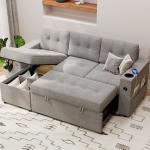 Versatile L-Shaped Sofa Bed with Storage and USB