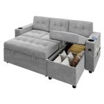 Versatile L-Shaped Sofa Bed with Storage and USB