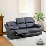 Stylish Black Leather Reclining Sofa Set