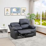 Stylish Black Leather Reclining Sofa Set