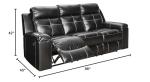 Ashley Kempten Faux Leather Reclining Sofa with LED Lights