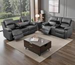 Black Leather Recliner Sofa and Loveseat Set