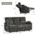 Power Reclining Sofa with Heat, Massage & USB