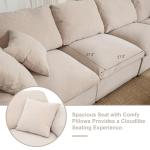 Beige Oversized Modular Sectional Sofa with Chaise