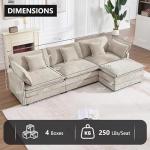111.4" Modern L-Shaped Modular Sofa Set