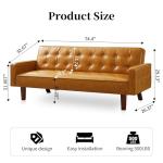 Sleek Faux Leather Sleeper Sofa with Memory Foam