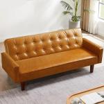 Sleek Faux Leather Sleeper Sofa with Memory Foam