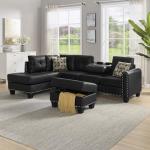 L-Shaped 98" Sectional Sofa with Storage Ottoman