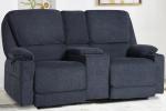 Navy Blue Dual Reclining Loveseat with Cup Holders