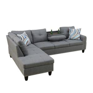 LOPOO 97" Grey L-Shaped Modular Sofa Set