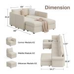Beige Modular U-Shaped Sectional Sofa with Storage