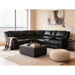 Black Leather Modular Sofa with Recliner and Console