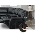 Black Leather Modular Sofa with Recliner and Console