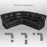 Black Leather Modular Sofa with Recliner and Console