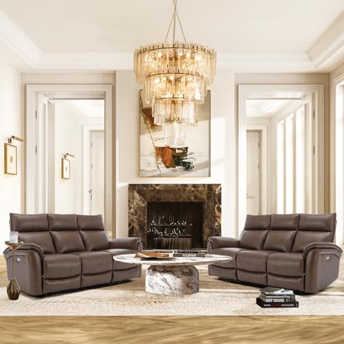 Power Reclining Sofa with USB Ports - Dark Brown