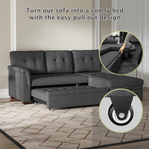 LOVMOR 84-inch L-Shaped Sectional Sleeper Sofa
