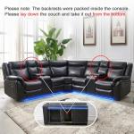 Leather Reclining Sectional Sofa with LED Lights