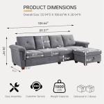 Light Grey Convertible Sectional Sofa with Storage