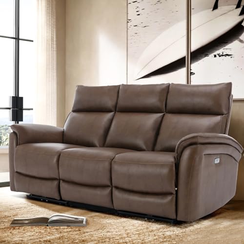 Power Reclining Sofa with USB Ports - Dark Brown