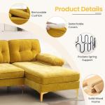 Modern 82-Inch Convertible Chenille Sectional Sofa