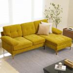 Modern 82-Inch Convertible Chenille Sectional Sofa