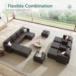HONBAY U-Shaped Modular Couch with Storage, Brown